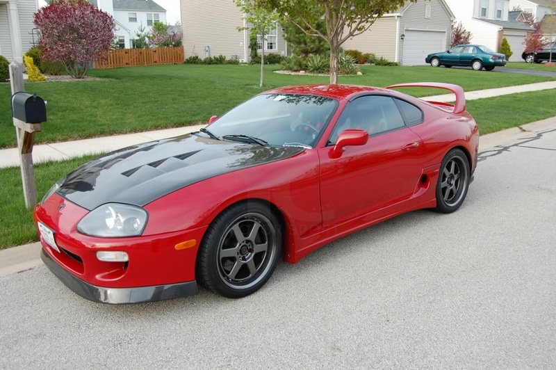 CF Carbon Fiber Supra MK4 TS Style Hood Fit For 1993-2002 Toyota Bonnet Engine Cover