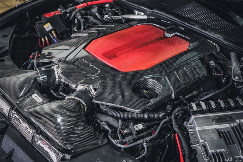Car-Styling Dry Carbon Fiber DCF OEM Style Engine Cover Replacement Fit For 2019-2024 Audi RS7 C8 Quattro