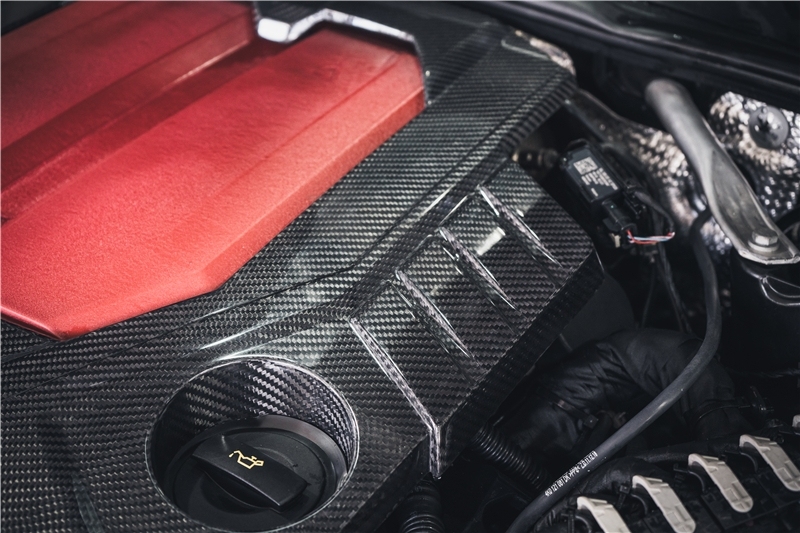 Car-Styling Dry Carbon Fiber DCF OEM Style Engine Cover Replacement Fit For 2019-2024 Audi RS7 C8 Quattro