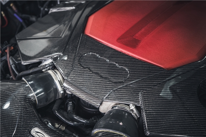 Car-Styling Dry Carbon Fiber DCF OEM Style Engine Cover Replacement Fit For 2019-2024 Audi RS7 C8 Quattro