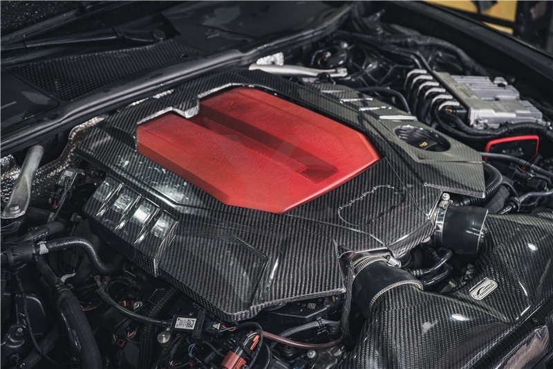 Car-Styling Dry Carbon Fiber DCF OEM Style Engine Cover Replacement Fit For 2019-2024 Audi RS7 C8 Quattro