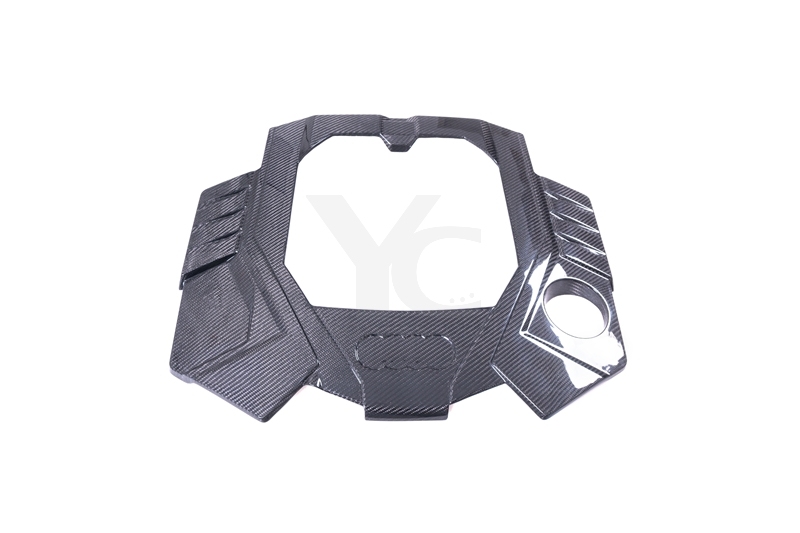 Car-Styling Dry Carbon Fiber DCF OEM Style Engine Cover Replacement Fit For 2019-2024 Audi RS7 C8 Quattro
