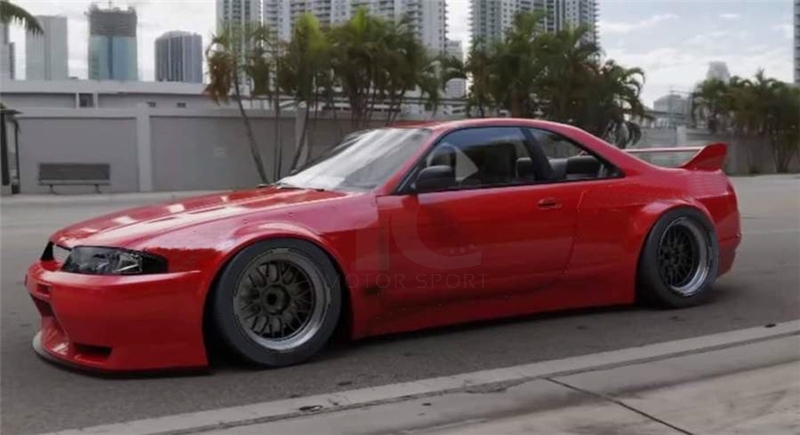 Car Accessories FRP Fiber Glass Body kit Fit For 1995-1998 Nissan Skyline R33 GTR PD Aero Style Bodykit Front Bumper Lip Fender Side Skirts