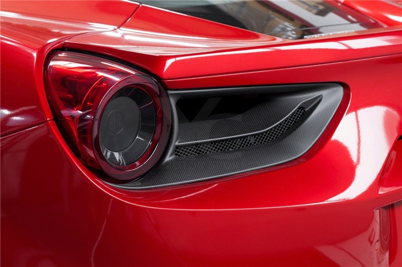 Dry Carbon Fiber DCF 2015-2019 Ferrari F488 GTB & Spider CPS Style Rear Lamp Duct Replacement