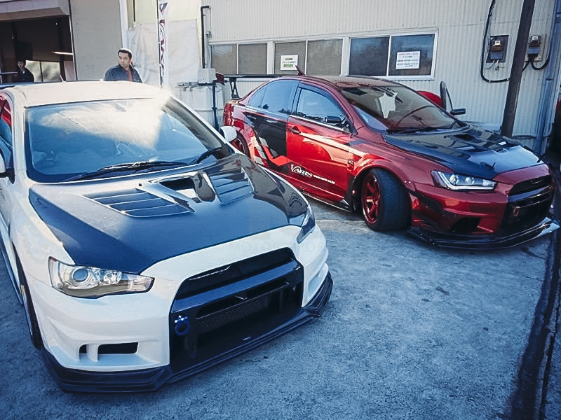 evo x carbon fiber hood
