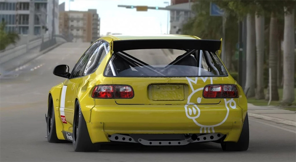 Carbon Fiber Rocket Bunny Pandem Style Rear Roof Wing For 1992-1995 Honda Civic Hatchback EG