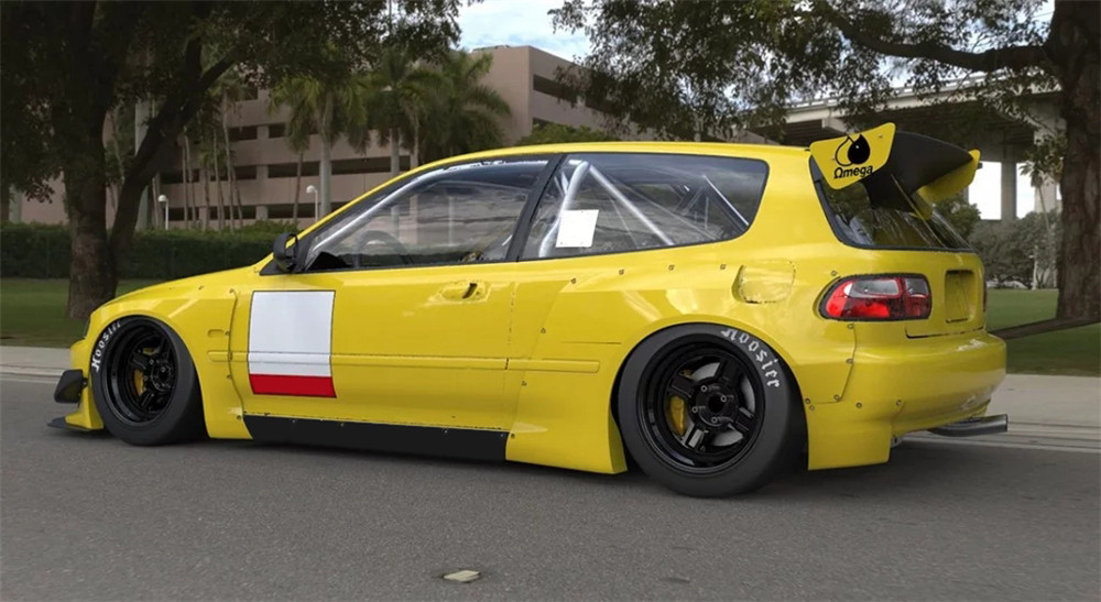 Carbon Fiber Rocket Bunny Pandem Style Rear Roof Wing For 1992-1995 Honda Civic Hatchback EG