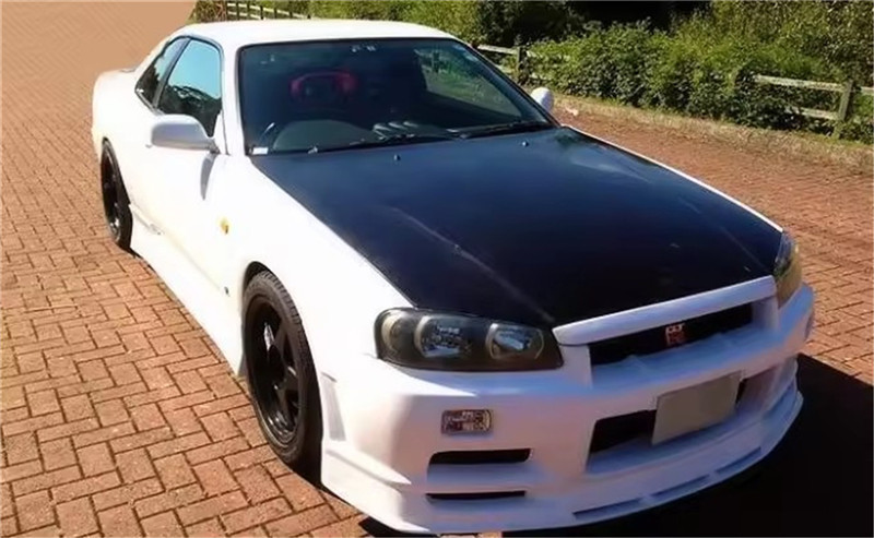 1999 Nissan Skyline GTR R34 URAS Type-2 Style Carbon Fiebr Bonnet Lip Front Lip