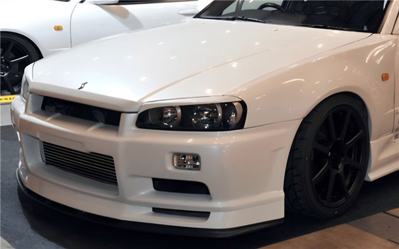 1999 Nissan Skyline GTR R34 URAS Type-2 Style Carbon Fiebr Bonnet Lip Front Lip