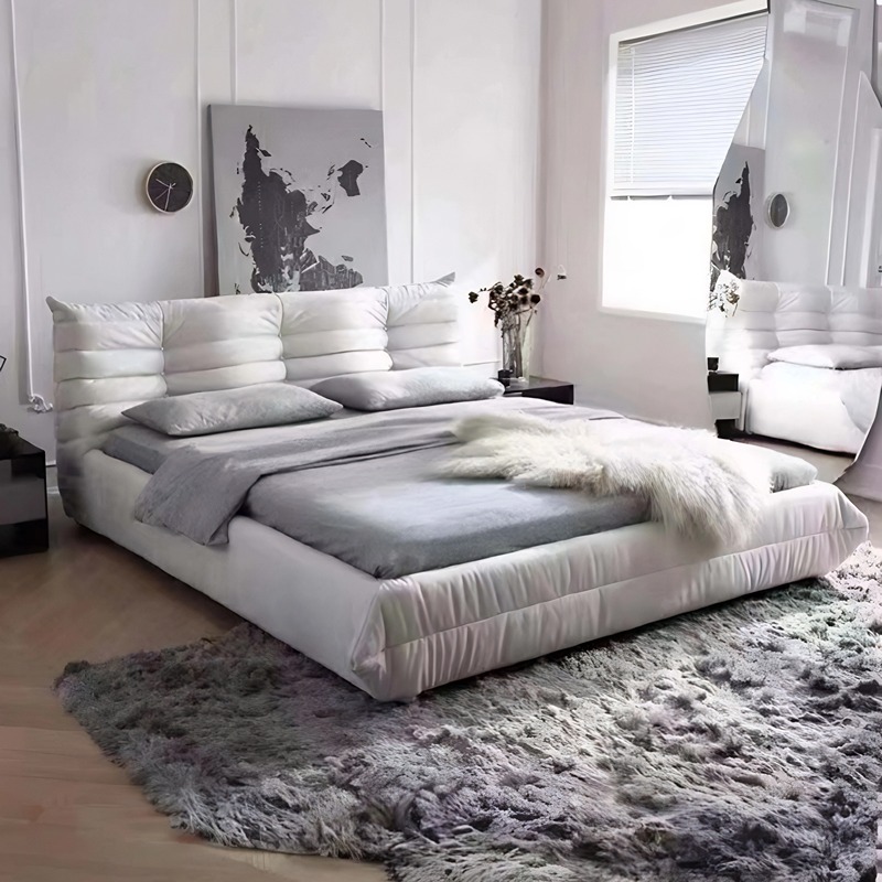 Italian minimalist fabric bed.