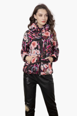 Floral Padded Jacket with Elastic Waist – womens printed jackets