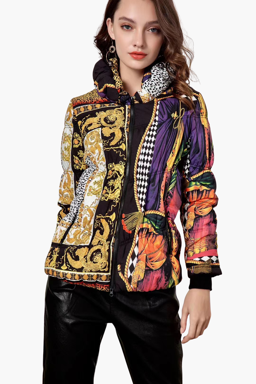Floral Padded Jacket with Elastic Waist – womens printed jackets