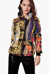 Floral Padded Jacket with Elastic Waist – womens printed jackets