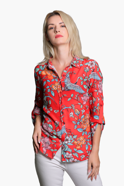 Custom Printed Blouse Tiger Prints - LAN-APPAREL Wholesale