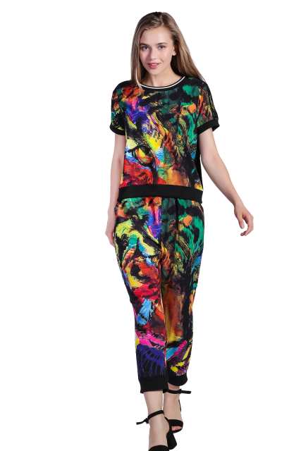 White Custom Printed Blouse Blue-Red Prints - LAN-APPAREL