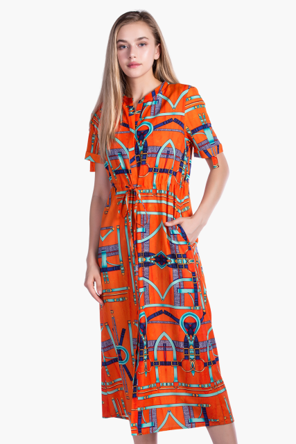 White Custom Printed Blouse Blue-Red Prints - LAN-APPAREL