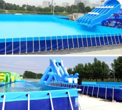 5m Outdoor PVC Swimming Pool Rectangular Steel Frame Foldable Pool for Amusement Park Use,Aftersea