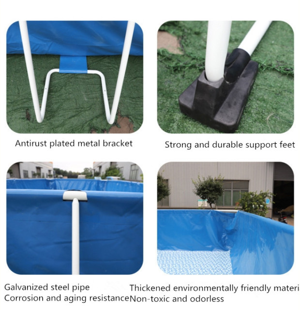 5m Outdoor PVC Swimming Pool Rectangular Steel Frame Foldable Pool for Amusement Park Use,Aftersea