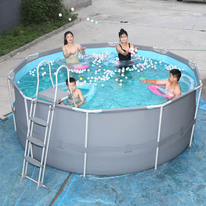 Summer Metal Frame Above Ground Swimming Pool Round for Family Backyard Recreation,Aftersea