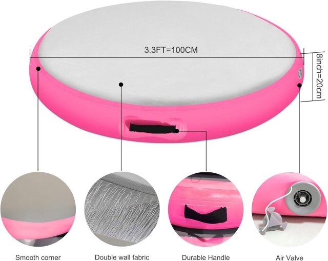 Inflatable Gymnastic Air Roller Spot Mat for Tumbling Exercise and Yoga Training Round Shape,Aftersea