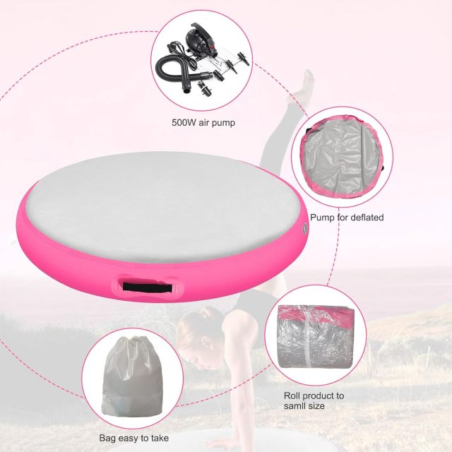 Inflatable Gymnastic Air Roller Spot Mat for Tumbling Exercise and Yoga Training Round Shape,Aftersea