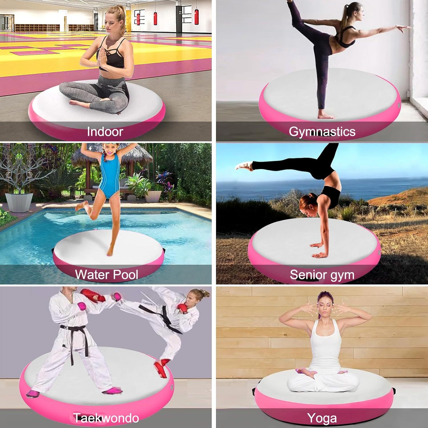 Inflatable Gymnastic Air Roller Spot Mat for Tumbling Exercise and Yoga Training Round Shape,Aftersea