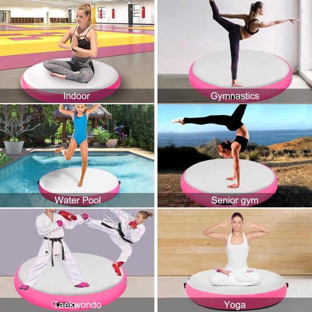 Inflatable Gymnastic Air Roller Spot Mat for Tumbling Exercise and Yoga Training Round Shape,Aftersea