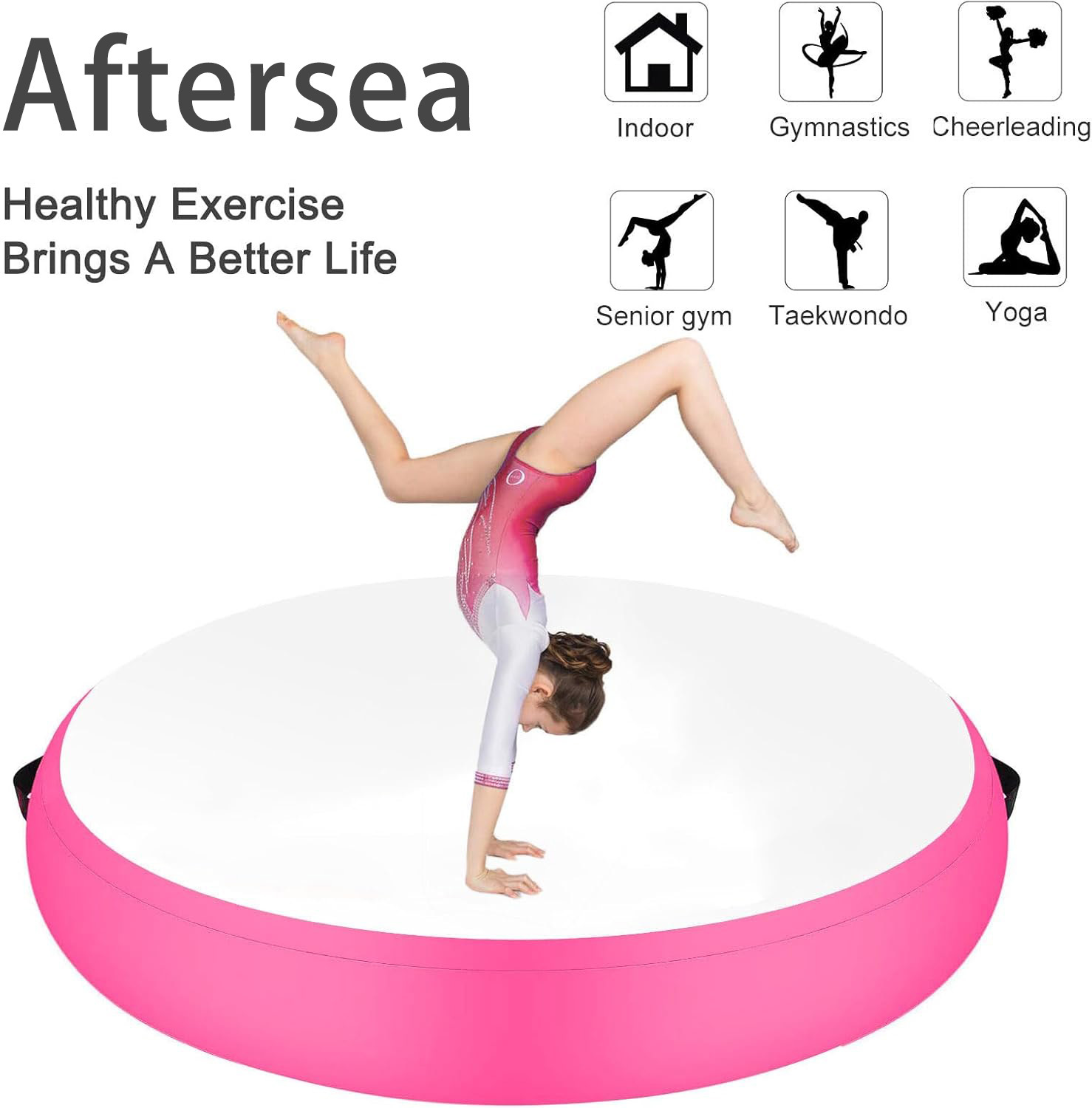 Inflatable Gymnastic Air Roller Spot Mat for Tumbling Exercise and Yoga Training Round Shape,Aftersea
