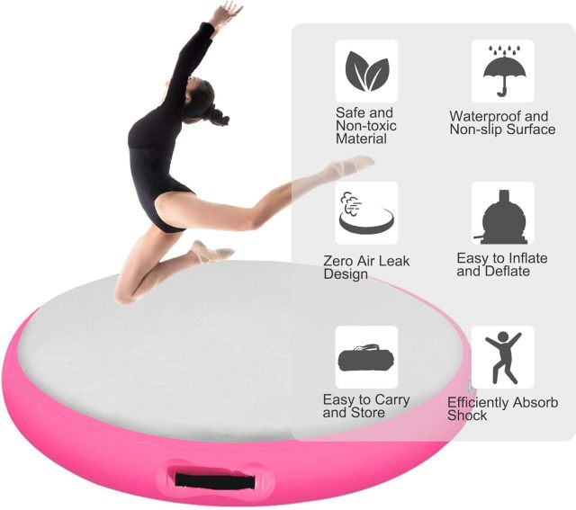 Inflatable Gymnastic Air Roller Spot Mat for Tumbling Exercise and Yoga Training Round Shape,Aftersea