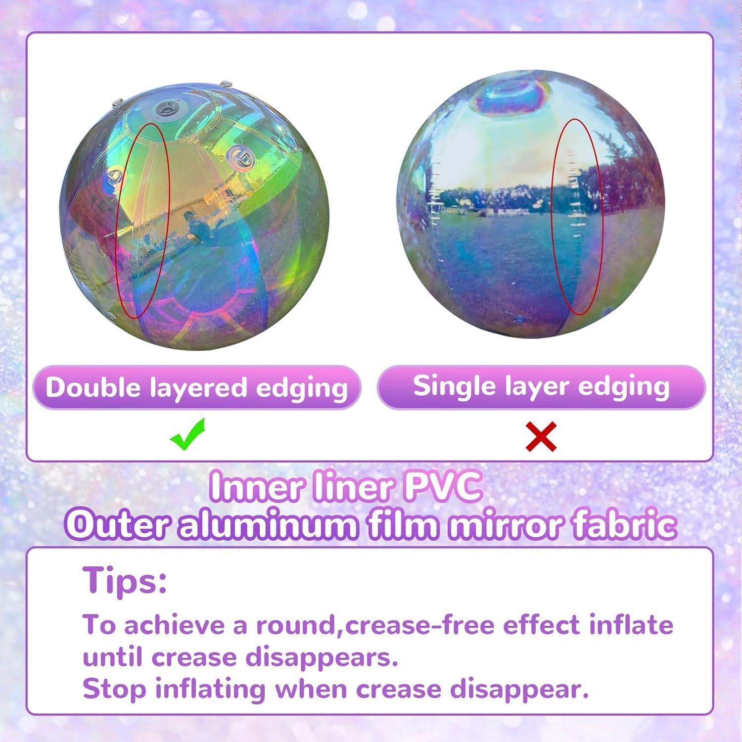 Double-Layer PVC Inflatable Mirror Ball for Decorative Outdoor and Indoor Use,Aftersea