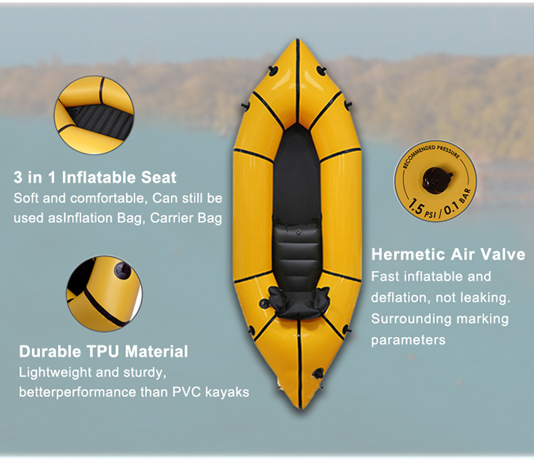 Lightweight Inflatable Water Kayak Boat 2 Adult Persons for Rowing Adventures,Aftersea