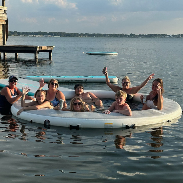 Round Portable Inflatable Water Hammock Floating Dock Platform for Water Amusement Facilities,Aftersea