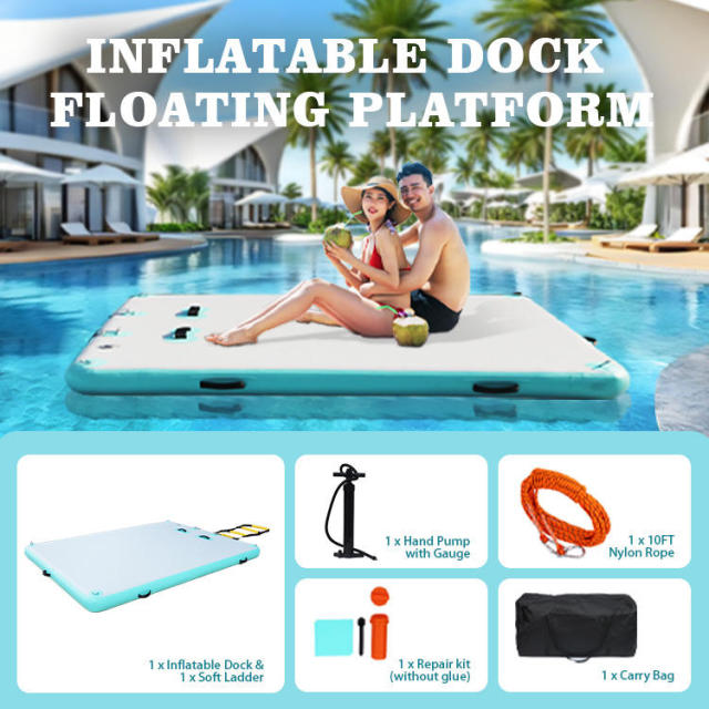Square Custom Inflatable Floating Dock Platform with Ladder for Marine Construction Brand Partners,Aftersea
