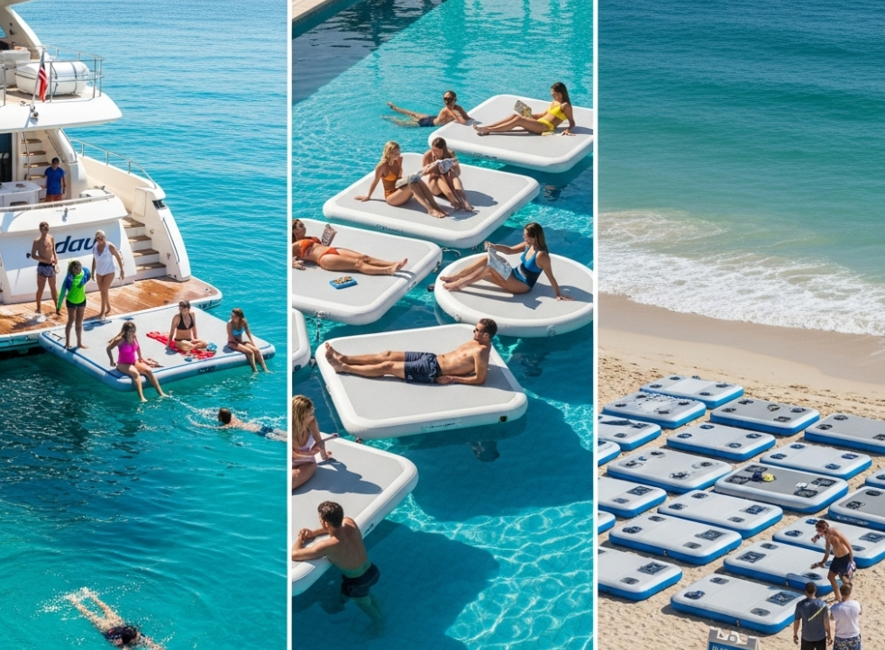 Commercial use of inflatable swim platforms in yacht charters and resorts