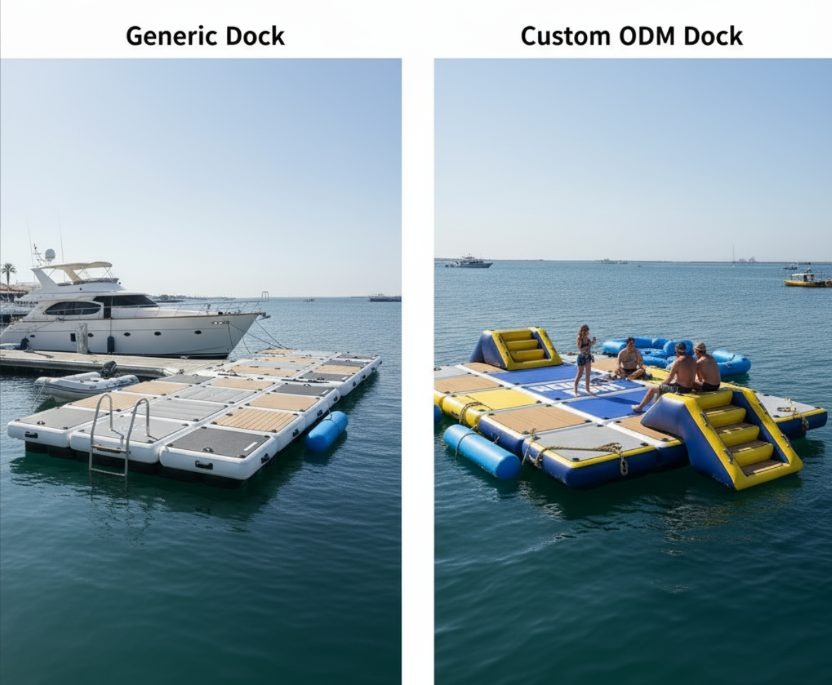 Comparison of standard vs. custom ODM inflatable dock performance