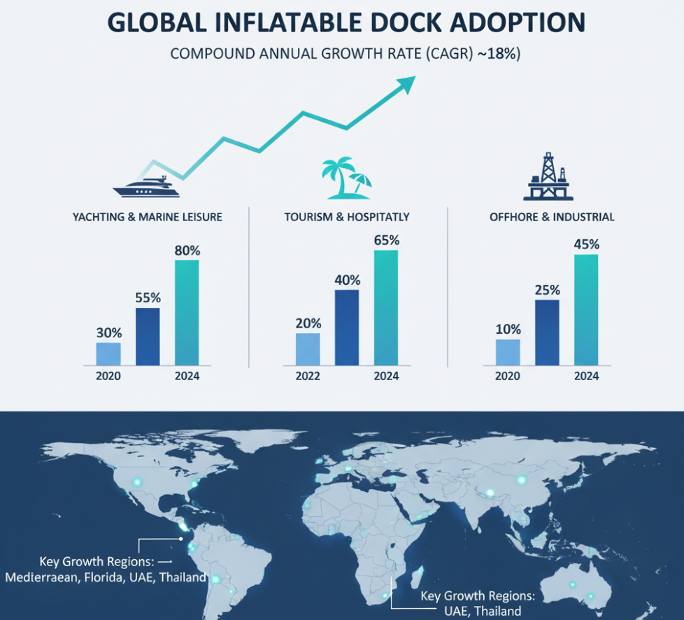 Chart showing rising demand for inflatable docks in commercial projects
