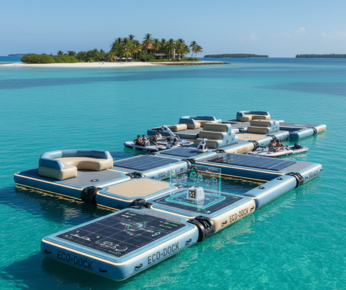 Future-ready inflatable dock with technology integration