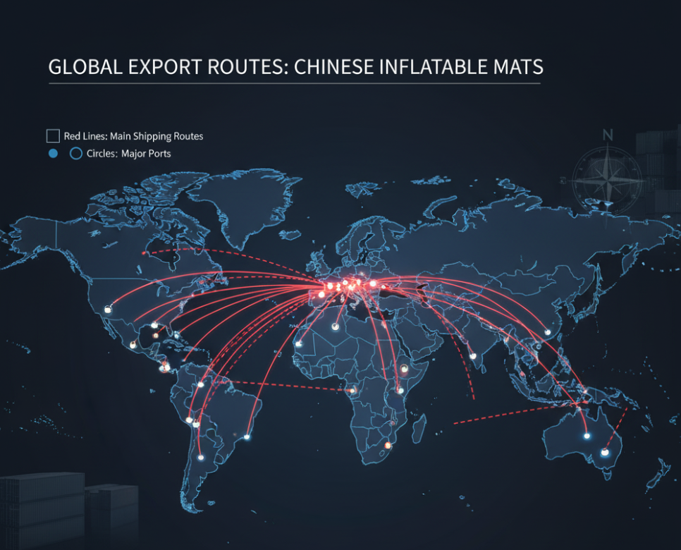 Global distribution of Chinese inflatable gymnastic mats