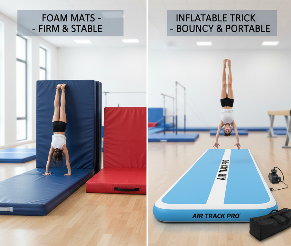 Comparison between traditional foam mats and modern tumble air track mats