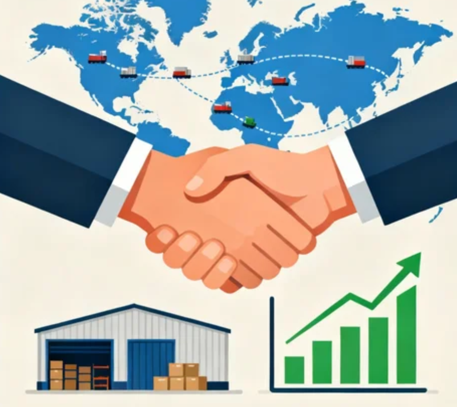 Global distribution partnership concept showing logistics and business growth collaboration