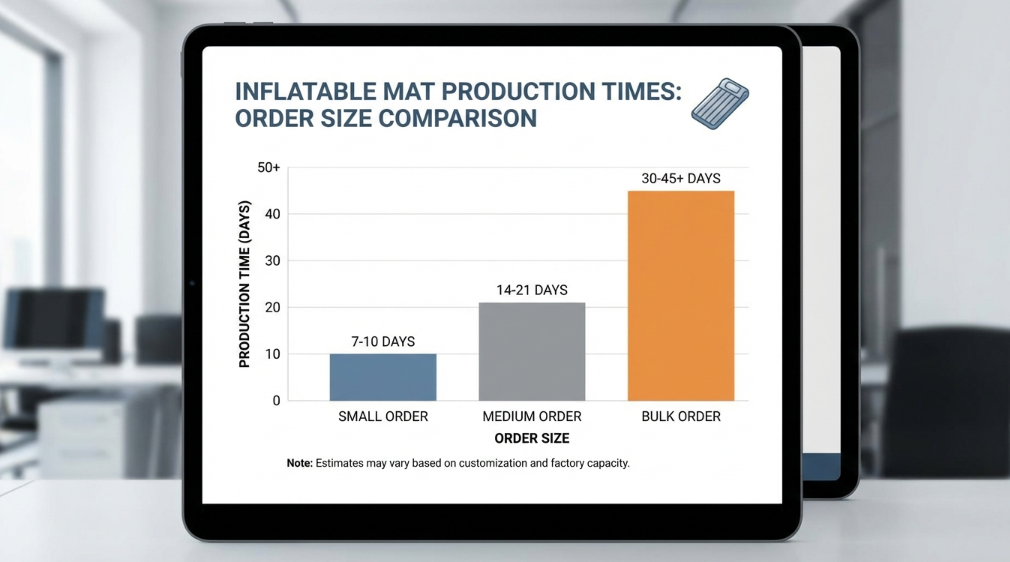 Lead time comparison chart for small, medium, and large air track orders.