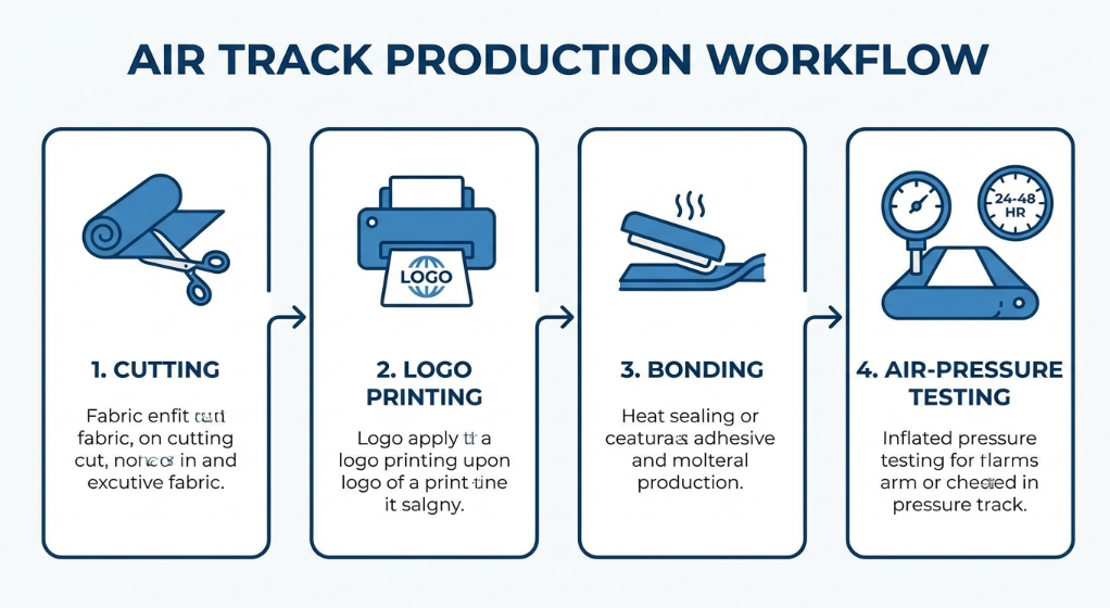Diagram showing the four core stages of air track manufacturing