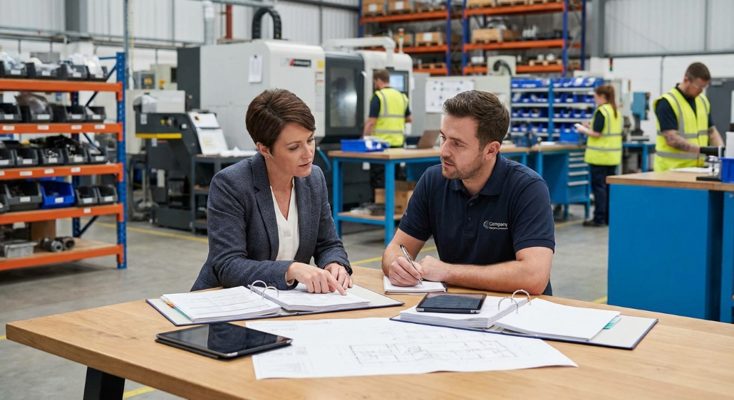 B2B buyer asking production capacity questions at inflatable mat factory