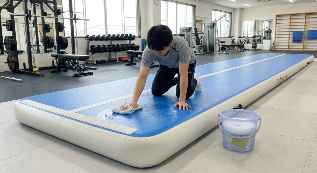 cleaning and maintaining inflatable gymnastics mats