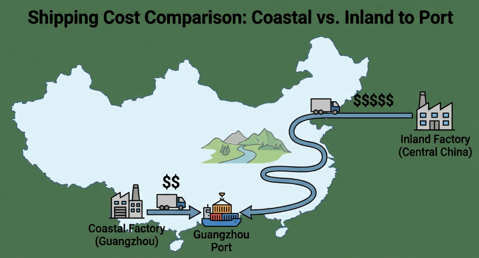 logistics cost manufacturing location china