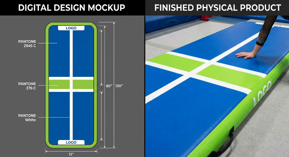 design mockup vs finished inflatable mat