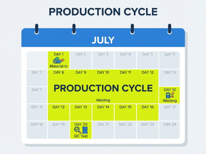 production lead time for air tracks
