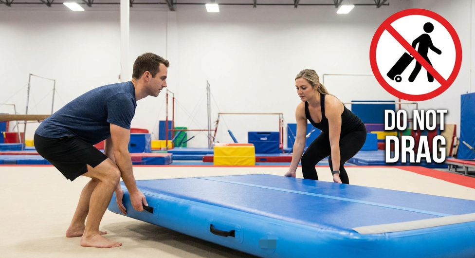 proper handling of inflatable gymnastics mats