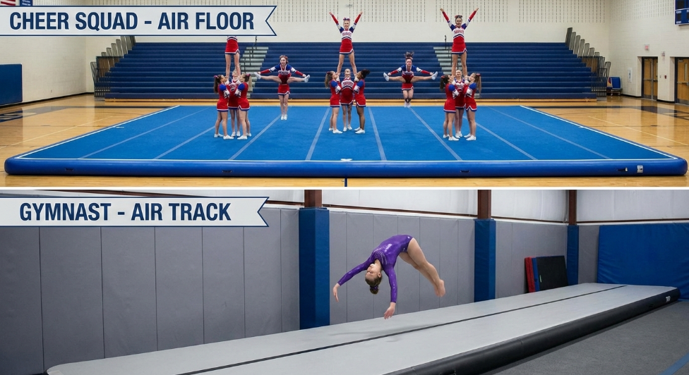 inflatable mats for cheerleading vs gymnastics