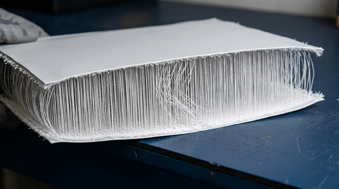 Internal structure and PVC layers of fire-resistant inflatable mats
